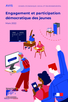 Couverture du rapport Engagement et participation démocratique des jeunes, Conseil économique, social et environnemental, mars 2022