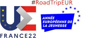 Logo de la PFUE 2022 et logo de l'Année européenne de la jeunesse #RoadTripEUR
