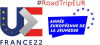 Logo de la PFUE 2022 et logo de l'Année européenne de la jeunesse #RoadTripEUR Logo de la PFUE 2022 et logo de l'Année européenne de la jeunesse #RoadTripEUR