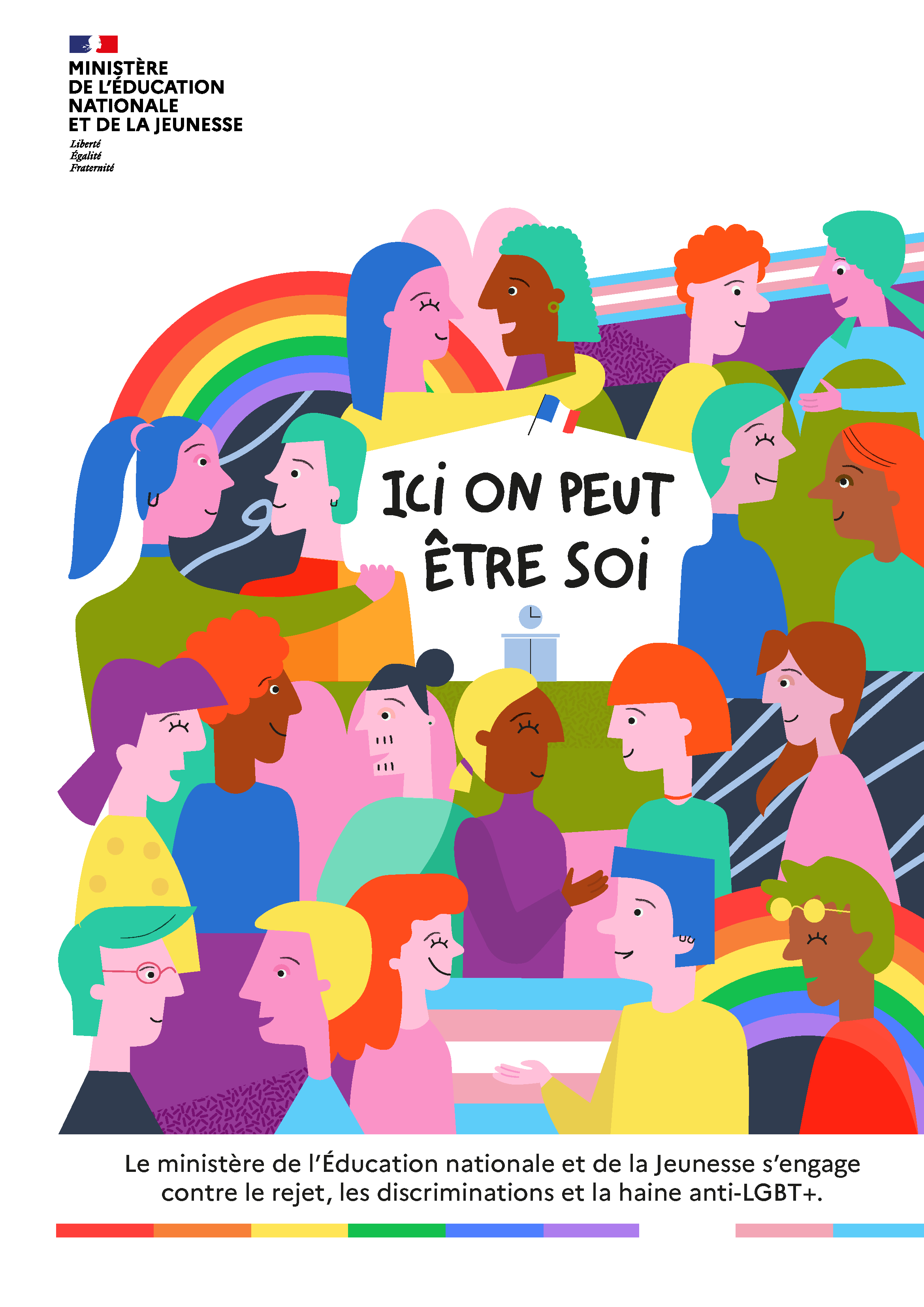 Visuel de la campagne de lutte contre les discriminations LGBT+ du ministère de l'Education nationale et de la Jeunesse