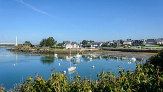 Paysage plan d&#039;eau et étendue de ciel bleu
