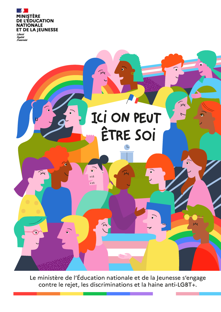 Visuel de la campagne de lutte contre les discriminations LGBT+ du ministère de l&#039;Education nationale et de la Jeunesse