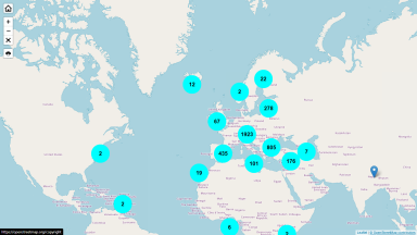 Carte de l&#039;Europe présentant les événements Année européenne de la jeunesse dans chaque pays